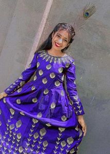 Elegant Blue &amp; Gold Ethnic Gown