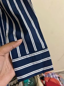 Men's Navy Striped Button-Down Shirt