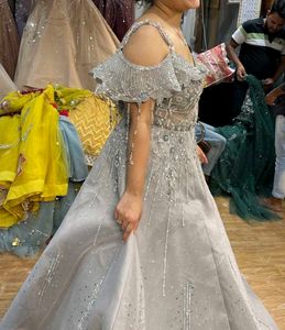 Corset Grey Embellished sangeet Gown