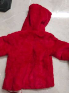 Red Fuzzy Hooded Jacket۶ৎ