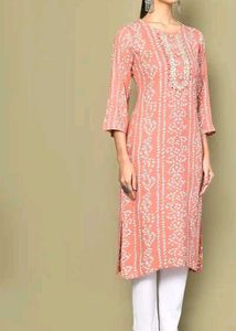 Peach Bandhani Print Kurta