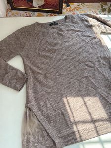 Cozy Knit Sweater with Lace Detail