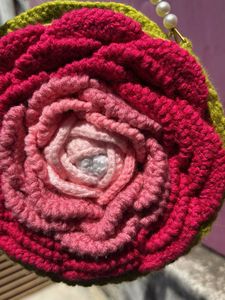 Handmade Crochet Rose Clutch Bag