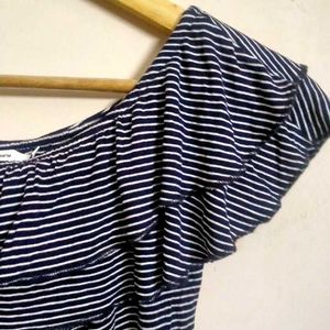 Bossini Off-Shoulder Striped Ruffle Top