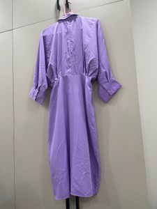Purple Button-Down Shirt Dress