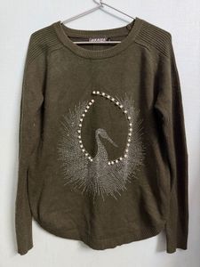 Olive Green Embellished Sweater