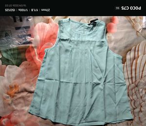 Casual Light Blue Sleeveless Top