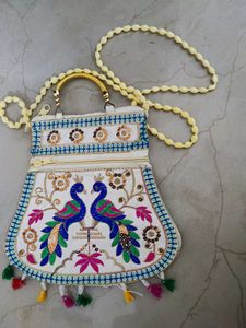 Peacock Pot Shaped Slingbag Handmade