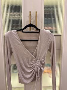 Ruched Wrap Long Sleeve Top