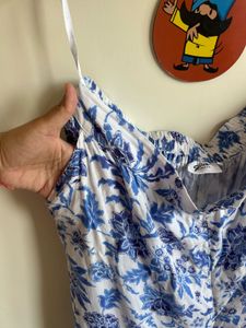 Blue Floral Print Palazzo Pants