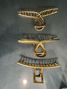 Set of 3 Gold Tone Hair Claw Clips