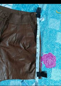 Brown Faux Leather Shorts