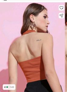 Brown Halter Neck Crop Top