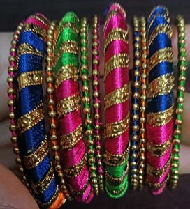 Silver and Multi Colour Bangle Set Of 2