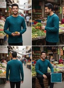 Green Printed Full Hand T-Shirt