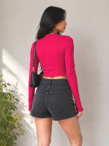 Ribbed Lettuce Trim Crop Top