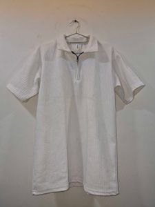 White Textured mens shirt