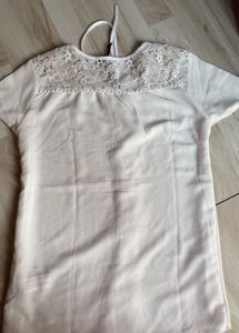 Elegant White Tie-Up Top with Lace Detail