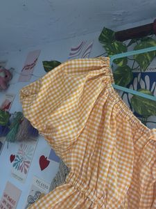 Cute Gingham Off-Shoulder Top