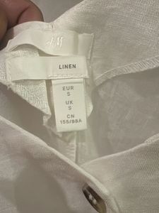 H&amp;M White Linen Button-Up Camisole Top