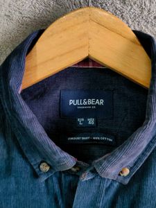 Pull&amp;Bear Navy Blue Corduroy Shirt