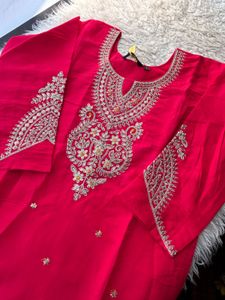 Vibrant Pink Embroidered Kurta Set