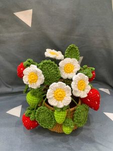Crocheted Strawberry Plant Decor