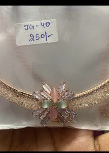 Mint And Pink Necklace In Rosegold Finish