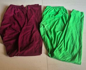 Maroon and Green Leggings