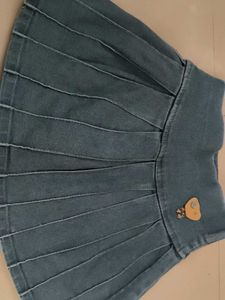 Pleated Denim Skirt