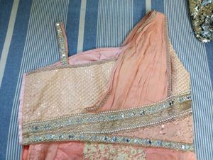 Peach One-Shoulder Ethnic Gown