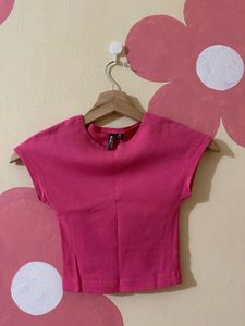 Vibrant Pink Cropped T-Shirt