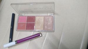 combo for neha (1) BLUSH + HIGH LIGHTER (2) LIPSTICK (3) EYE LINER