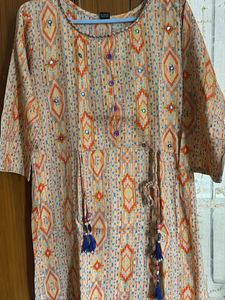 Vibrant Ethnic Printed with mirror work Kurta