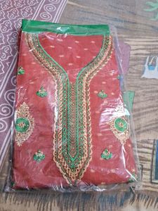 Elegant Red & Green Embroidered Kurti