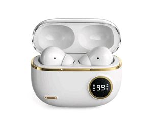 Stylish White Wireless Earbuds with LED Display