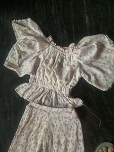 Cute Floral Crop Top and Palazzo Set