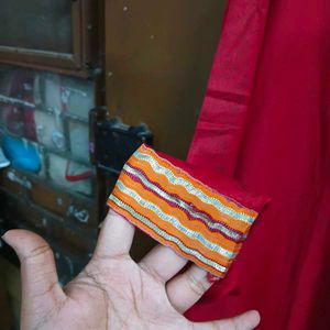 Women's Red Kurta Set with Orange Pants