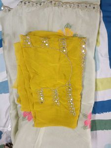 Brand New mirror work saree with unstitched blouse