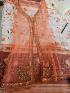 Embroidered Net Kurta