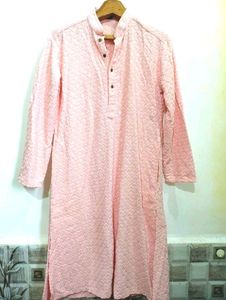 Men's Pink Chikankari Kurta
