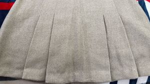 Beige Pleated Mini Skirt