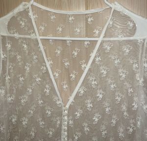 Sheer White Embroidered Long Cover