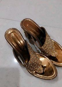 Embellished Gold Flat Sandals