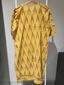 XL - Yellow Ikat Print Kurta Set