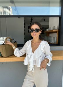 Boho White Ruffle Blouse
