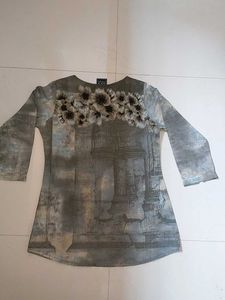 Stylish Grey Printed Kurta