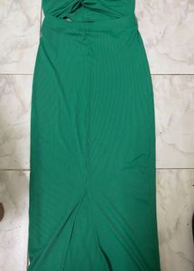 Green Twist Front Cut-Out Dress