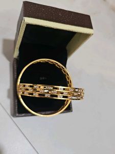 Designer Triple-Band American Diamond Gold Bangles