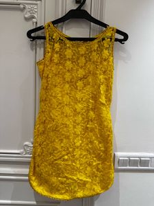 Sale - Yellow Floral Lace Sleeveless Top